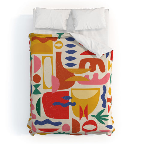 evamatise Mid Century Summer Abstraction Duvet Cover