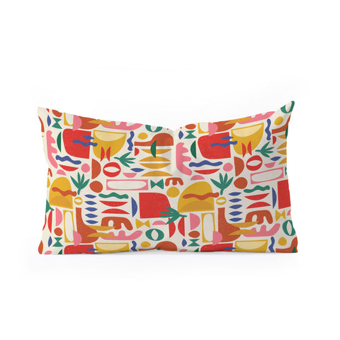 evamatise Mid Century Summer Abstraction Oblong Throw Pillow