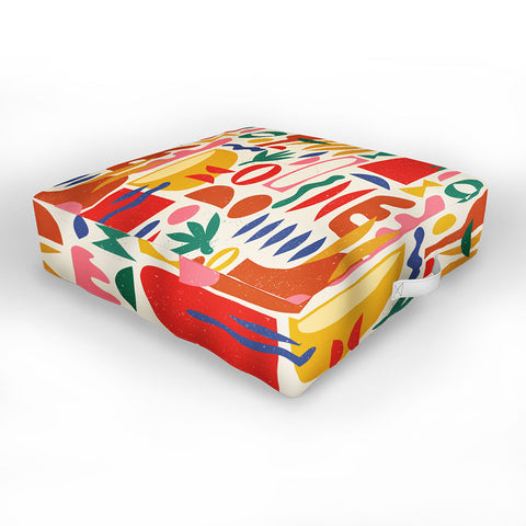 evamatise Mid Century Summer Abstraction Outdoor Floor Cushion