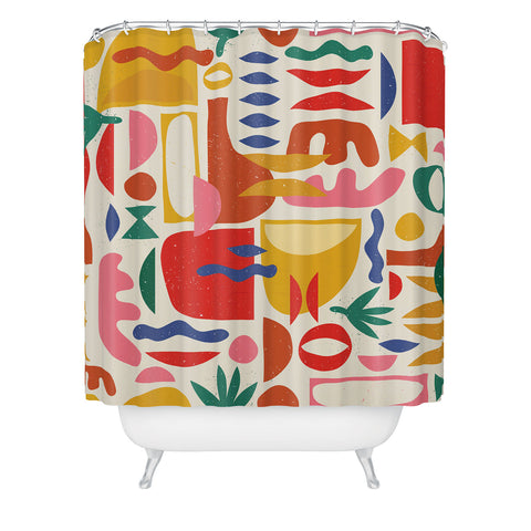 evamatise Mid Century Summer Abstraction Shower Curtain