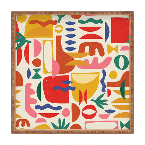 evamatise Mid Century Summer Abstraction Square Tray