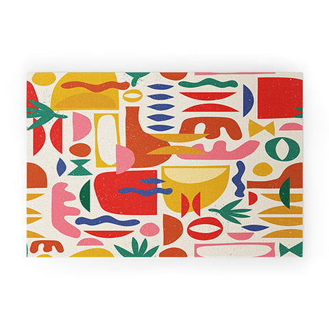 evamatise Mid Century Summer Abstraction Welcome Mat