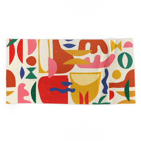 evamatise Mid Century Summer Abstraction Beach Towel