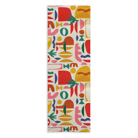 evamatise Mid Century Summer Abstraction Yoga Towel