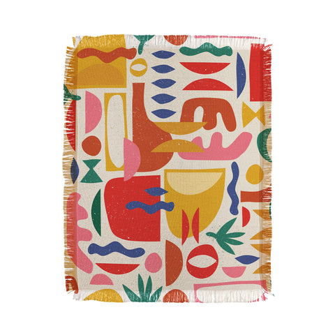 evamatise Mid Century Summer Abstraction Throw Blanket