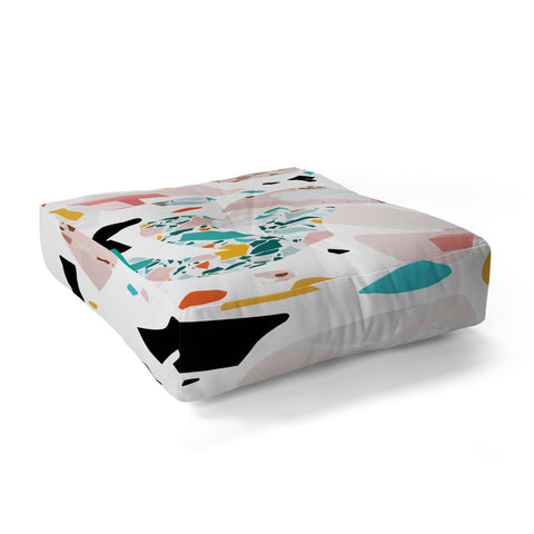 evamatise Mixed Mess I Collage Terrazzo Floor Pillow Square