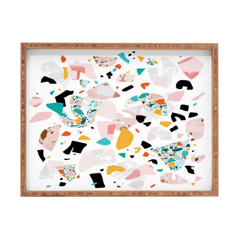 evamatise Mixed Mess I Collage Terrazzo Rectangular Tray