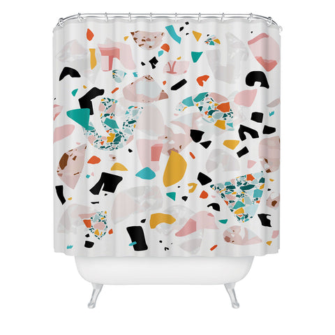 evamatise Mixed Mess I Collage Terrazzo Shower Curtain