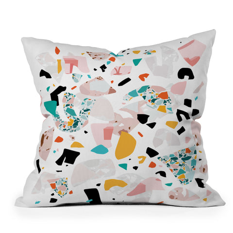 evamatise Mixed Mess I Collage Terrazzo Throw Pillow