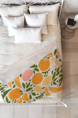 evamatise Modern Fruits Retro Abstract Fleece Throw Blanket