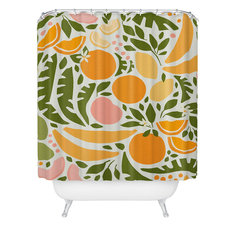 evamatise Modern Fruits Retro Abstract Shower Curtain