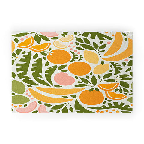 evamatise Modern Fruits Retro Abstract Welcome Mat