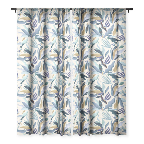 evamatise Moody Palms on Cream Retro Sheer Window Curtain