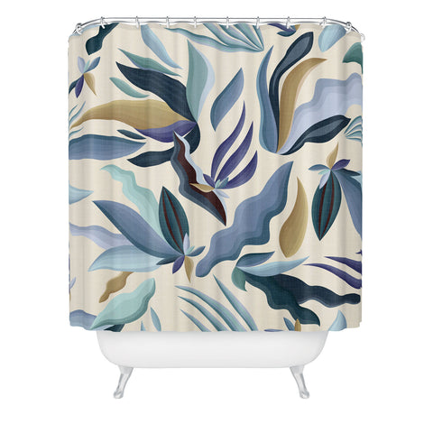 evamatise Moody Palms on Cream Retro Shower Curtain