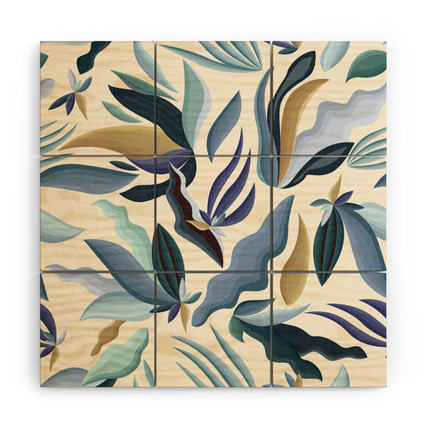 evamatise Moody Palms on Cream Retro Wood Wall Mural