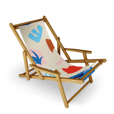 evamatise Natural Abstract Shapes Minimal Beach Sling Chair