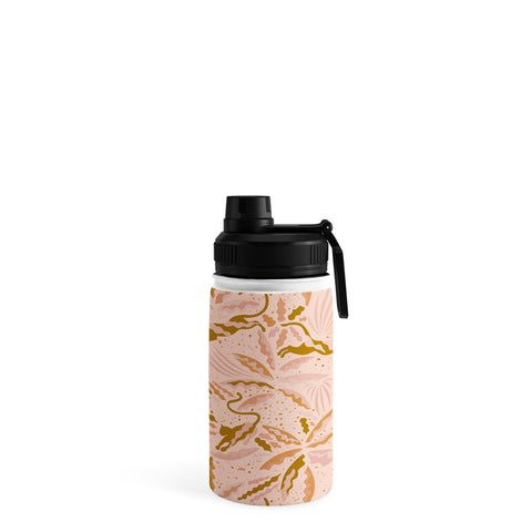 evamatise Panthers and Tropical Plants in Blush Water Bottle