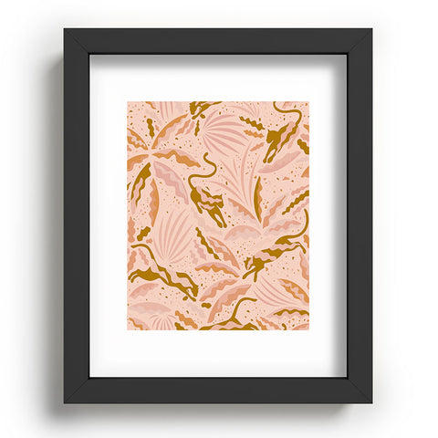 evamatise Panthers and Tropical Plants in Blush Recessed Framing Rectangle