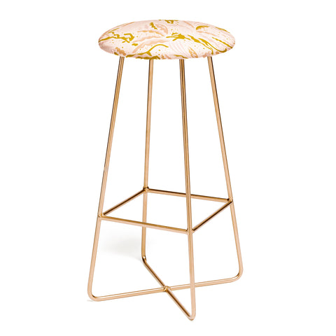 evamatise Panthers and Tropical Plants in Blush Bar Stool