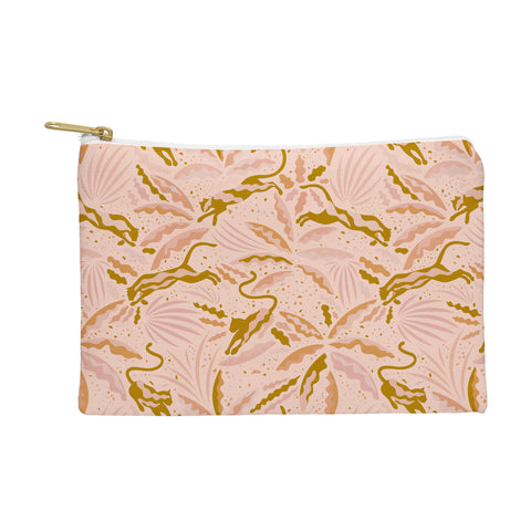 evamatise Panthers and Tropical Plants in Blush Pouch