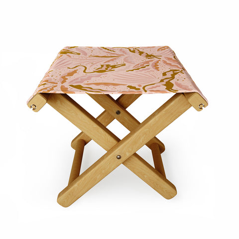 evamatise Panthers and Tropical Plants in Blush Folding Stool