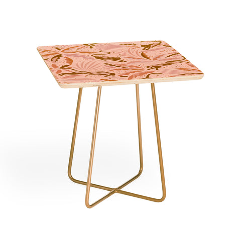 evamatise Panthers and Tropical Plants in Blush Side Table