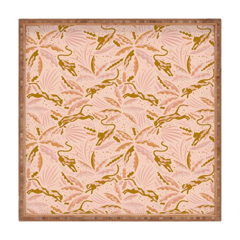 evamatise Panthers and Tropical Plants in Blush Square Tray