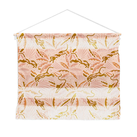 evamatise Panthers and Tropical Plants in Blush Wall Hanging Landscape