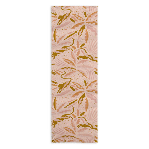 evamatise Panthers and Tropical Plants in Blush Yoga Towel