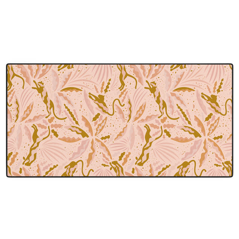 evamatise Panthers and Tropical Plants in Blush Desk Mat