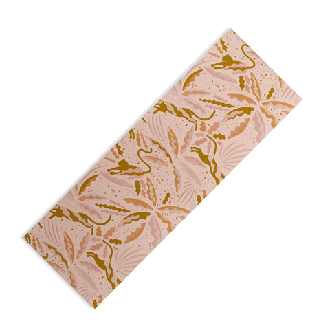 evamatise Panthers and Tropical Plants in Blush Yoga Mat