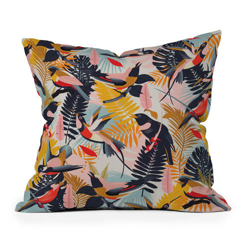 evamatise Paradise Birds II Throw Pillow