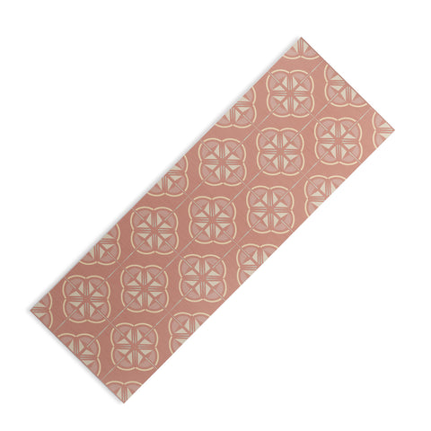 evamatise Retro Floral Geometric Tile Blush Pink Yoga Mat