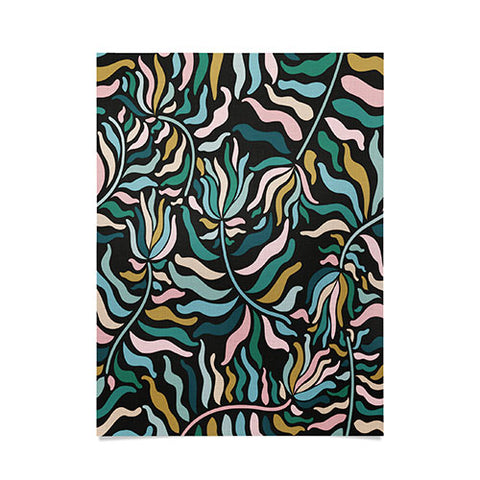 evamatise Springtime Florals on Dark Poster