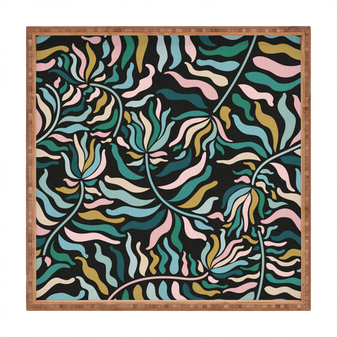 evamatise Springtime Florals on Dark Square Tray
