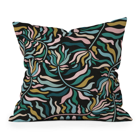 evamatise Springtime Florals on Dark Throw Pillow