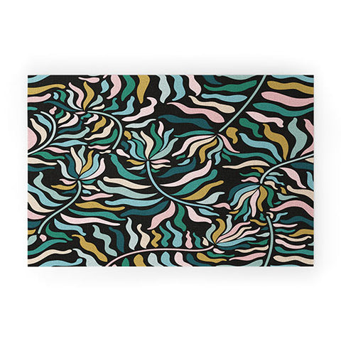 evamatise Springtime Florals on Dark Welcome Mat