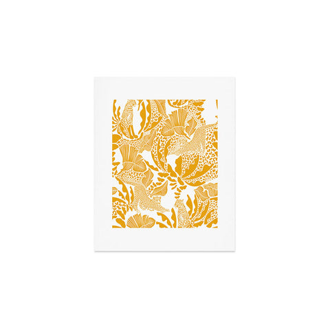 evamatise Surreal Jungle in Bright Yellow Art Print