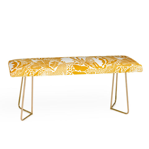 evamatise Surreal Jungle in Bright Yellow Bench