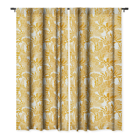 evamatise Surreal Jungle in Bright Yellow Blackout Window Curtain