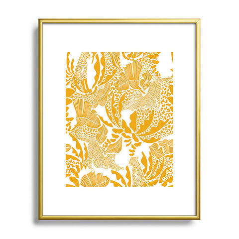 evamatise Surreal Jungle in Bright Yellow Metal Framed Art Print
