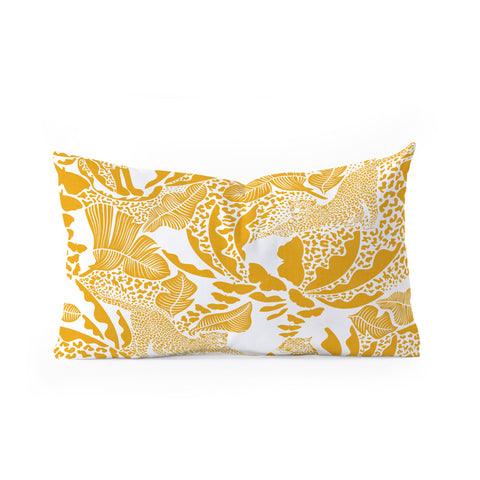 evamatise Surreal Jungle in Bright Yellow Oblong Throw Pillow