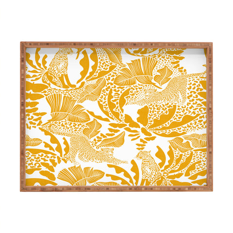 evamatise Surreal Jungle in Bright Yellow Rectangular Tray