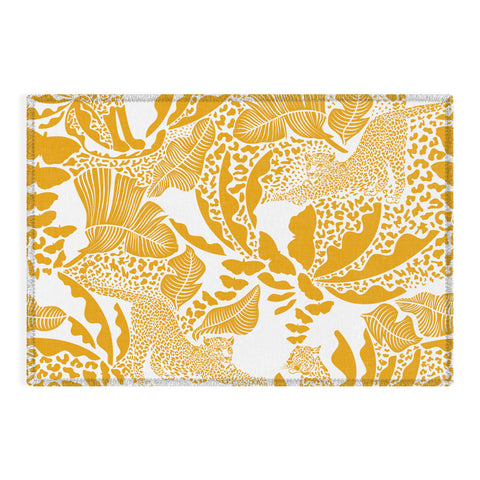 evamatise Surreal Jungle in Bright Yellow Outdoor Rug