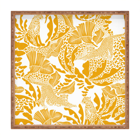 evamatise Surreal Jungle in Bright Yellow Square Tray