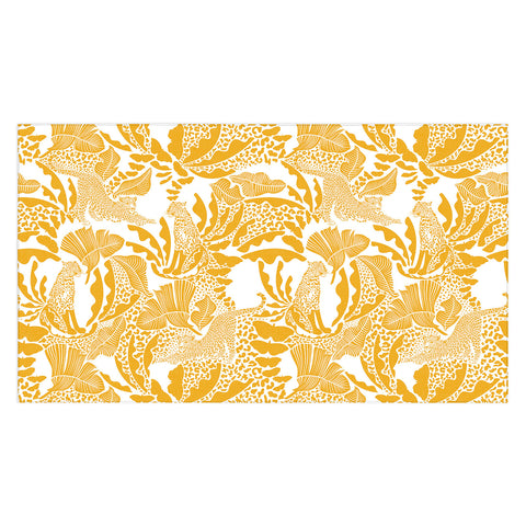 evamatise Surreal Jungle in Bright Yellow Tablecloth