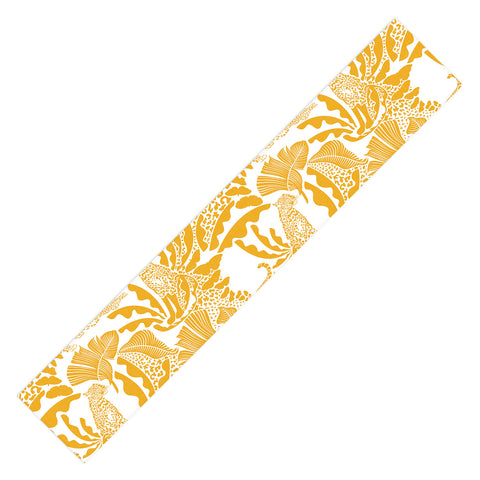 evamatise Surreal Jungle in Bright Yellow Table Runner