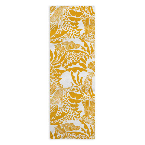 evamatise Surreal Jungle in Bright Yellow Yoga Towel