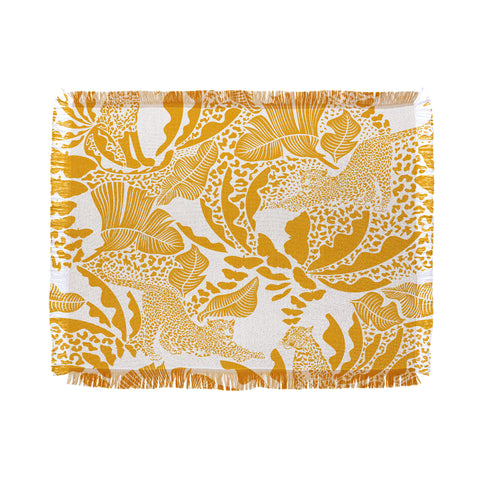 evamatise Surreal Jungle in Bright Yellow Throw Blanket