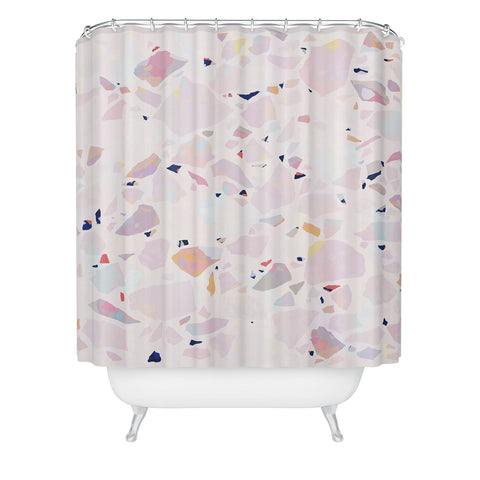evamatise Terrazzo Crystals II Shower Curtain